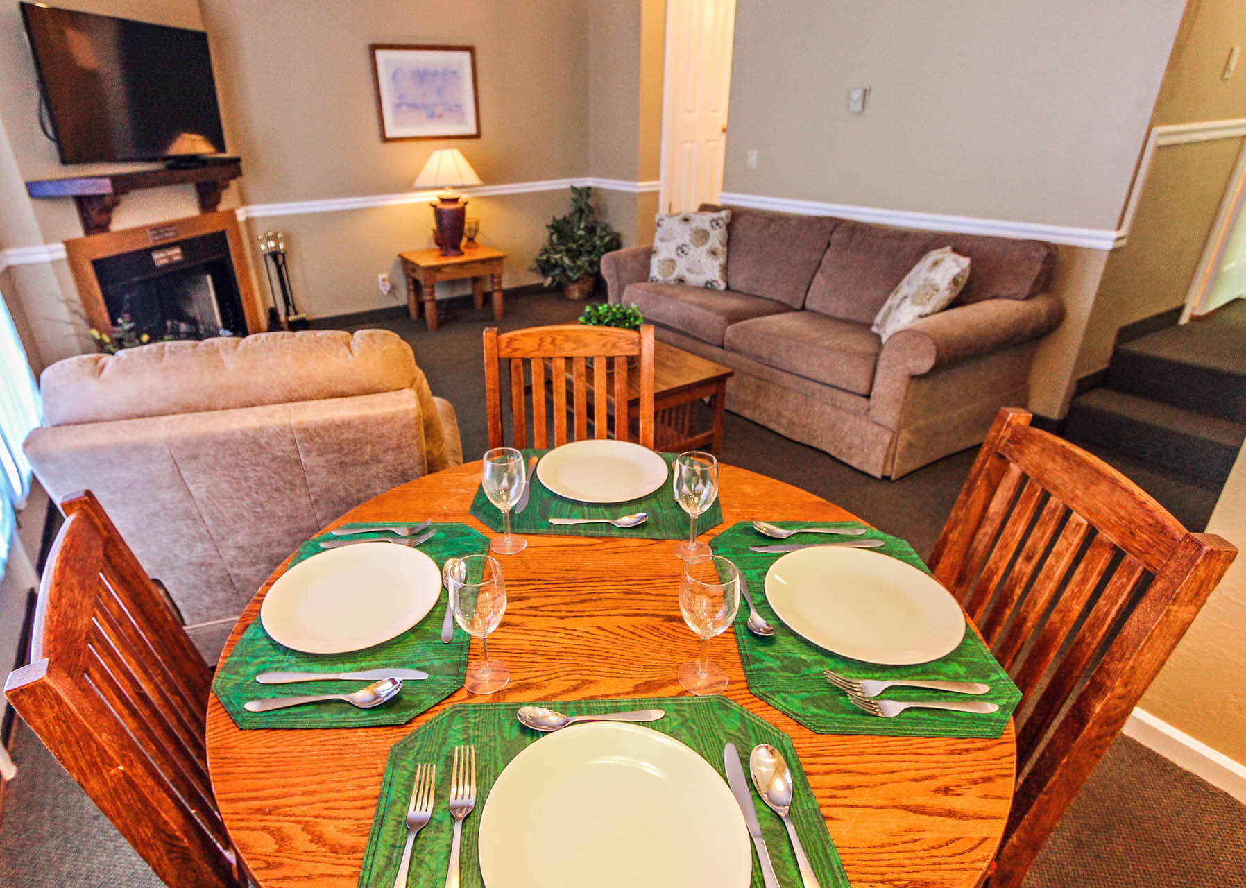 A fully equipped dining room at VRI's Powder Ridge Village in Eden, Utah.